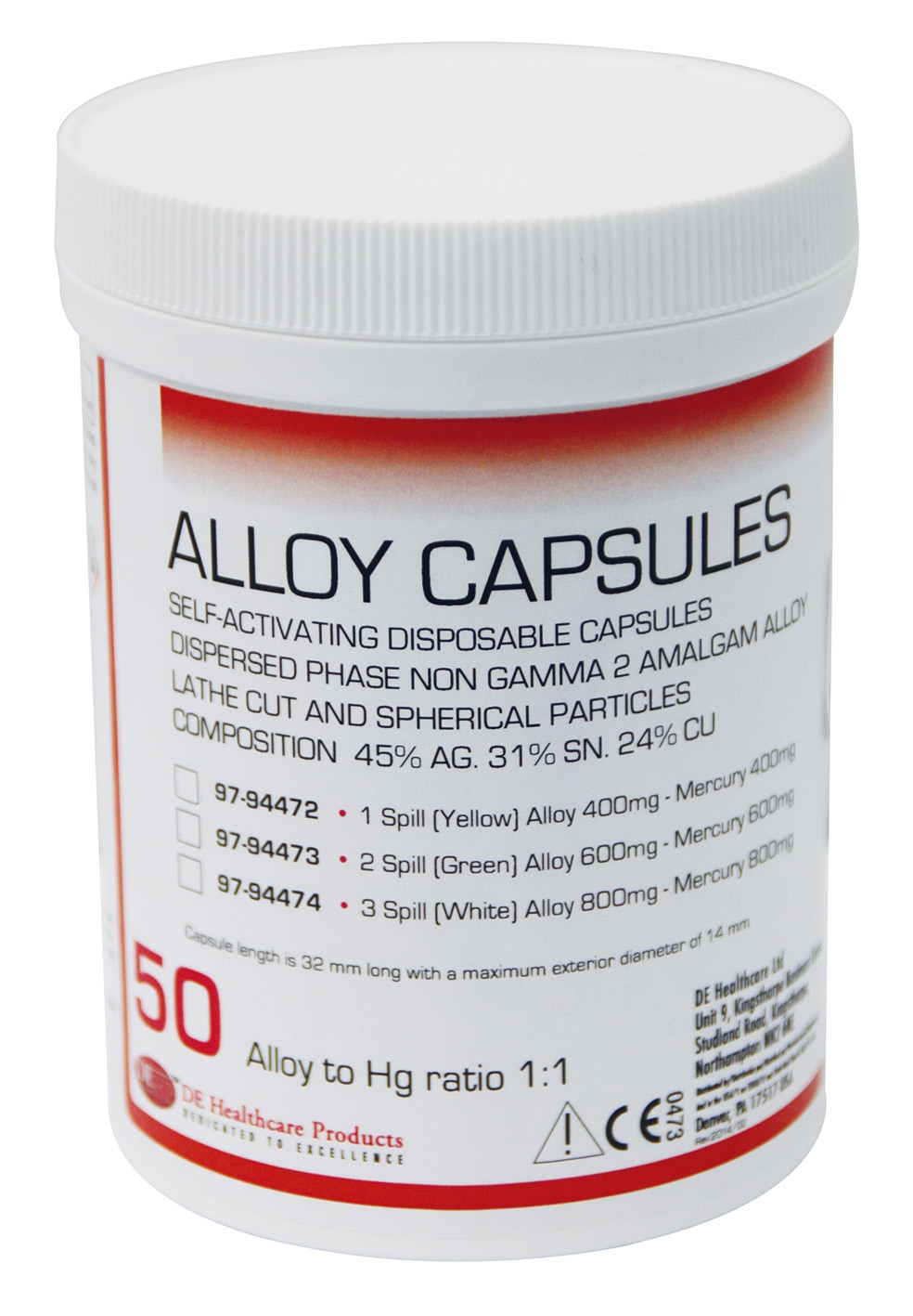 DEHP Amalgam Capsules 1 Spill Non Gamma 2 50pk