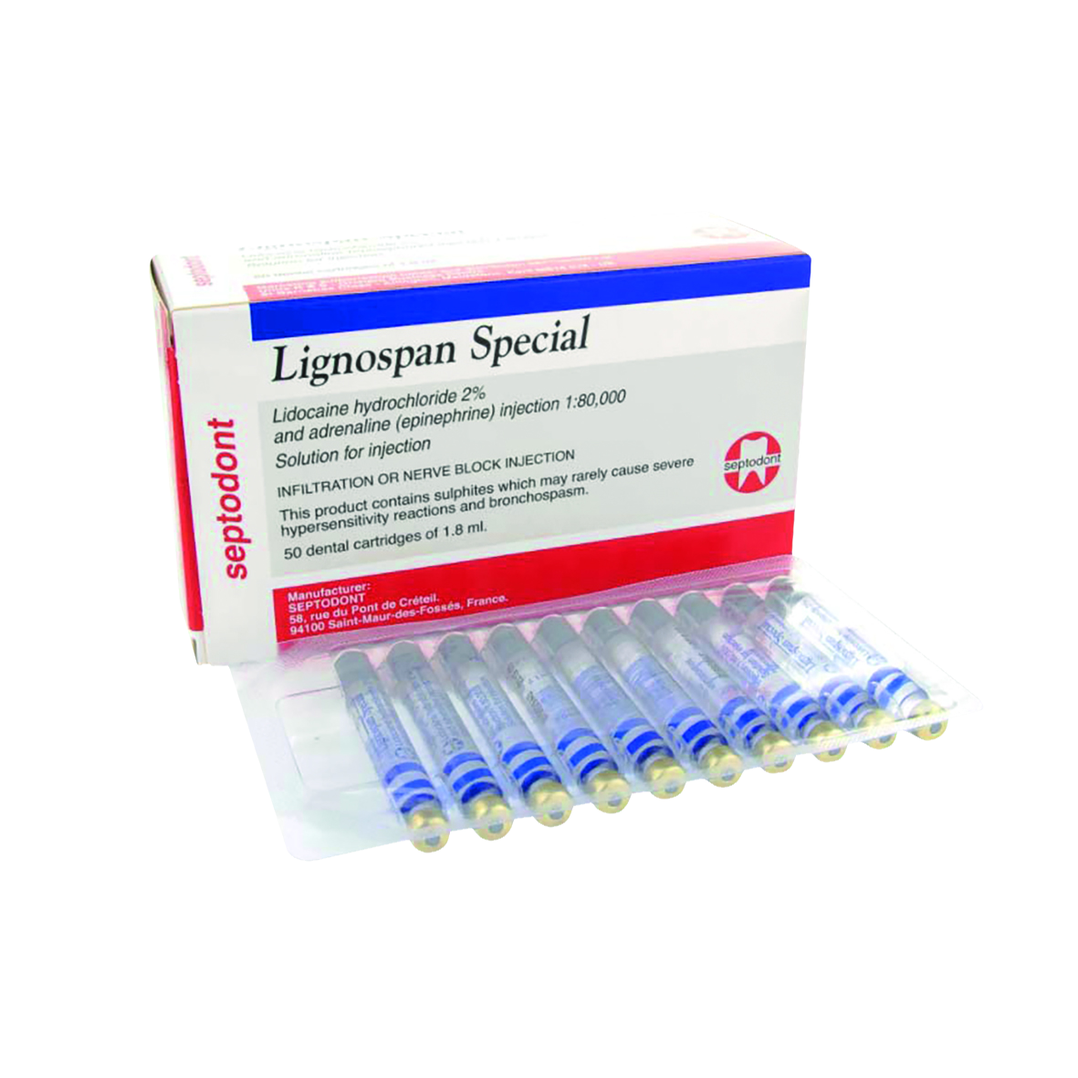 Lignospan Special 2% Glass Cartridges 1.8ml 50pk