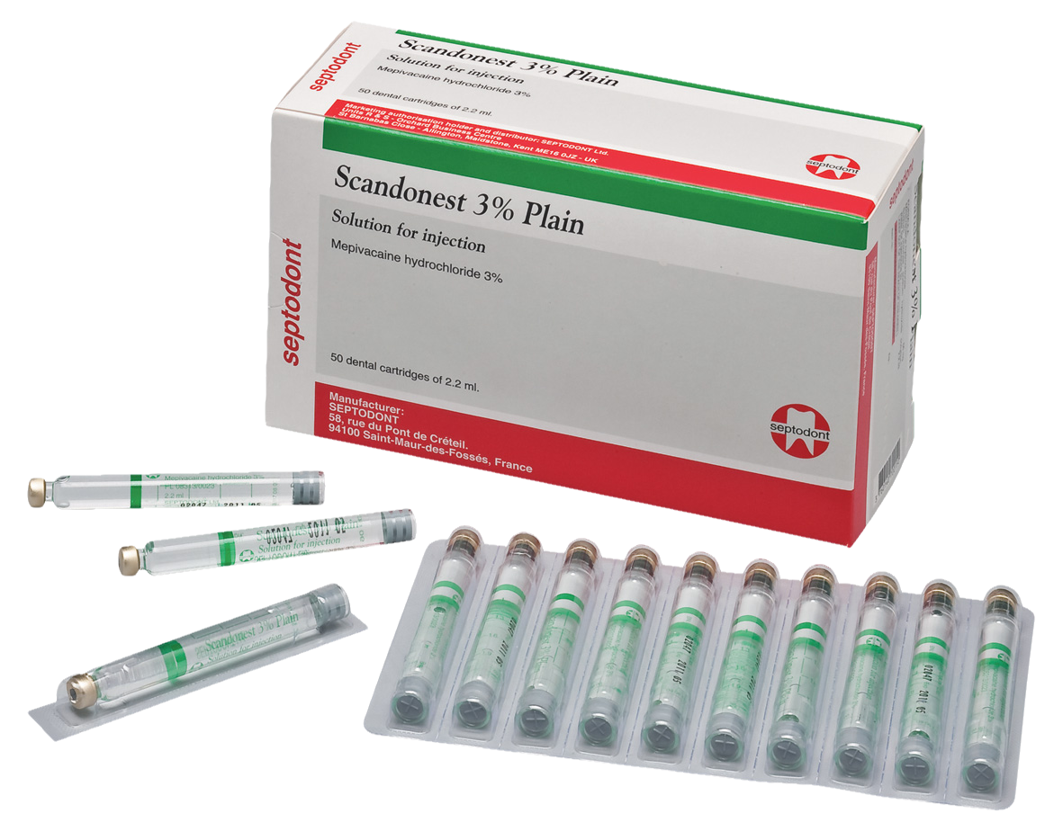 Scandonest 3% Plain Glass Cartridges 2.2ml 50pk