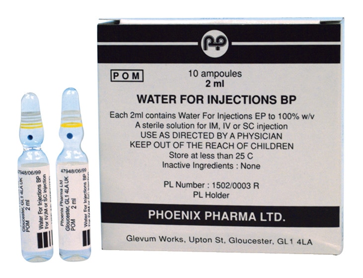 Water for Injection 2ml Glass Ampoule 10pk
