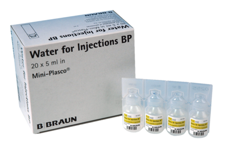 B Braun Water for Injection Mini-Plasco 5ml Ampoule 20pk 44300