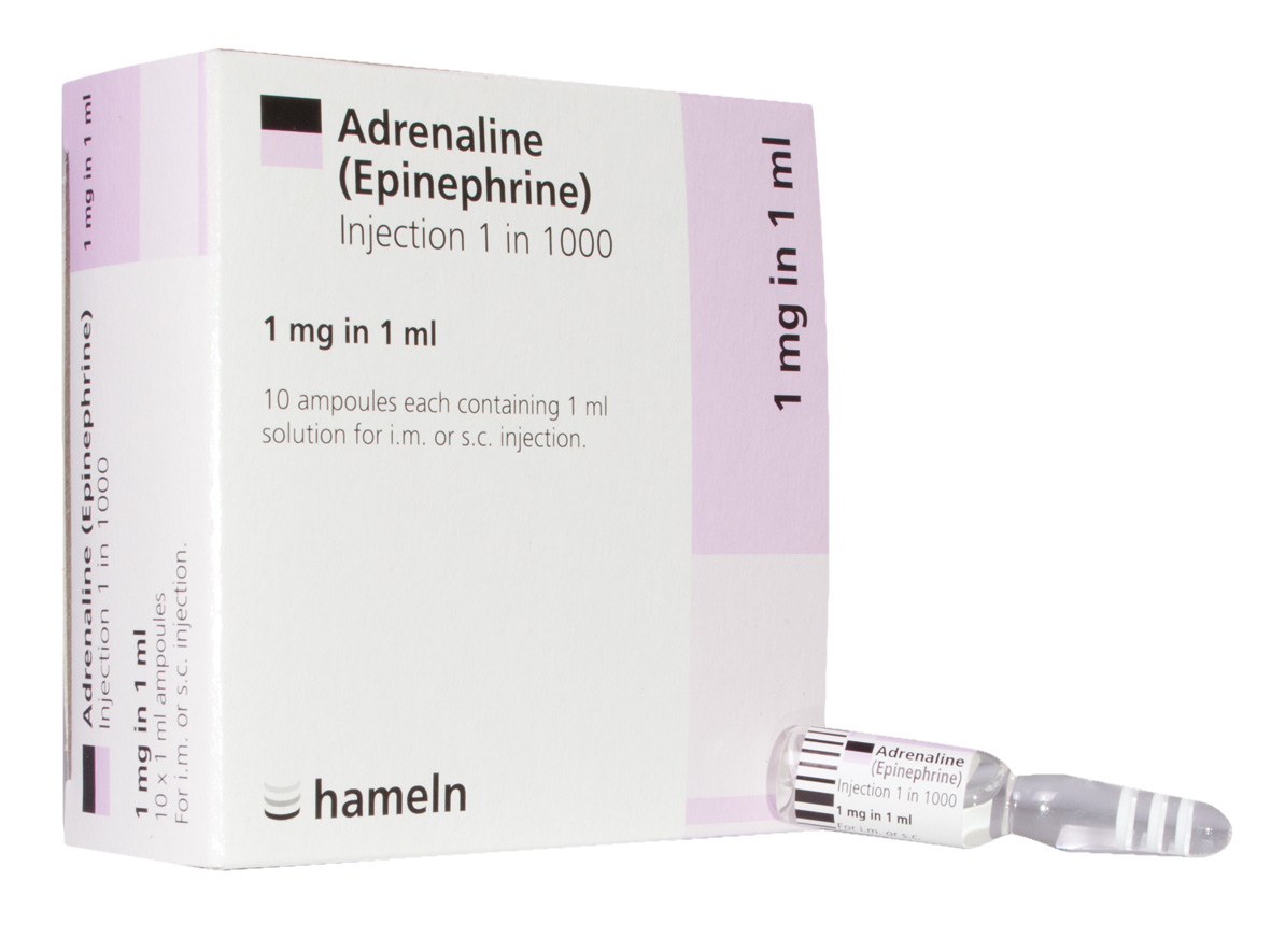 Adrenaline 1:1000 1mg/1ml Ampoule 10pk