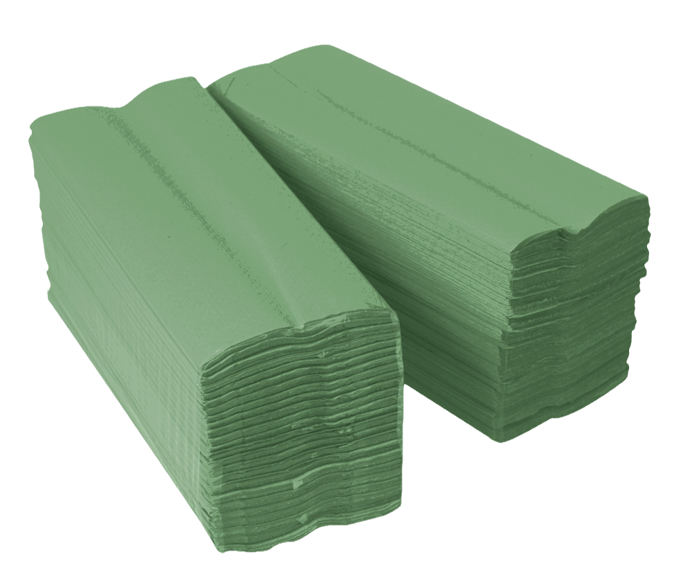 Hand Towels C-Fold 1-Ply Green 23 x 31cm 200 Sheets 15pk