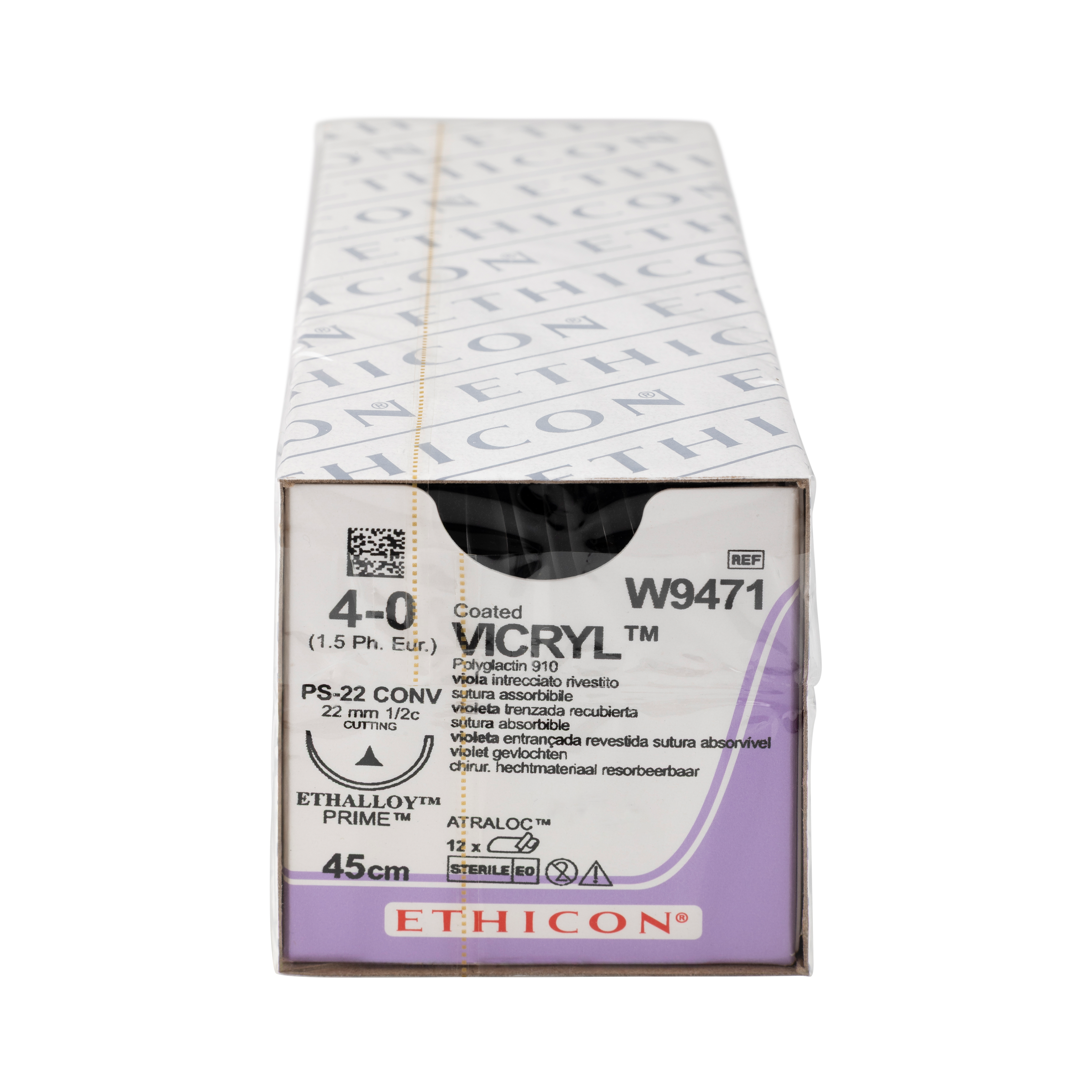 Ethicon Sutures Vicryl Violet 4/0 1/2 Circle Conventional Cutting 22mm W9471 12pk