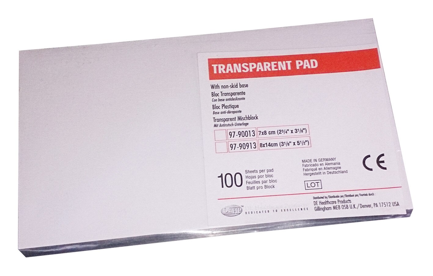 DEHP Mixing Pad Transparent 14cm x 8cm 100 sheets