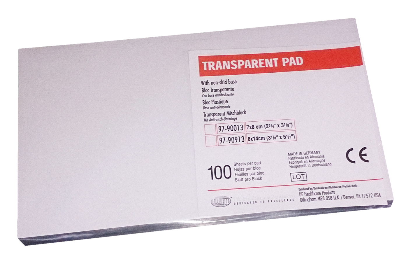 DEHP Mixing Pad Transparent 14cm x 8cm 100 sheets