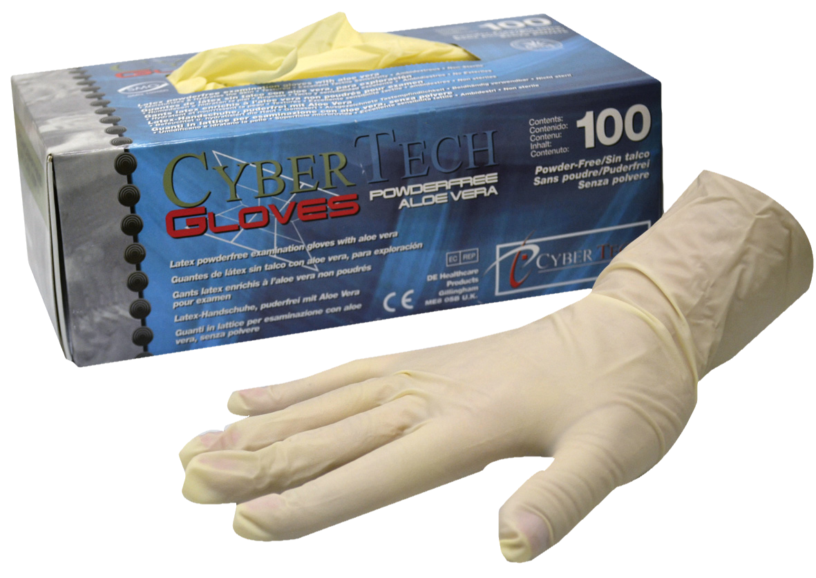Cyber Gloves Latex Powder-Free Aloe Large 100pk