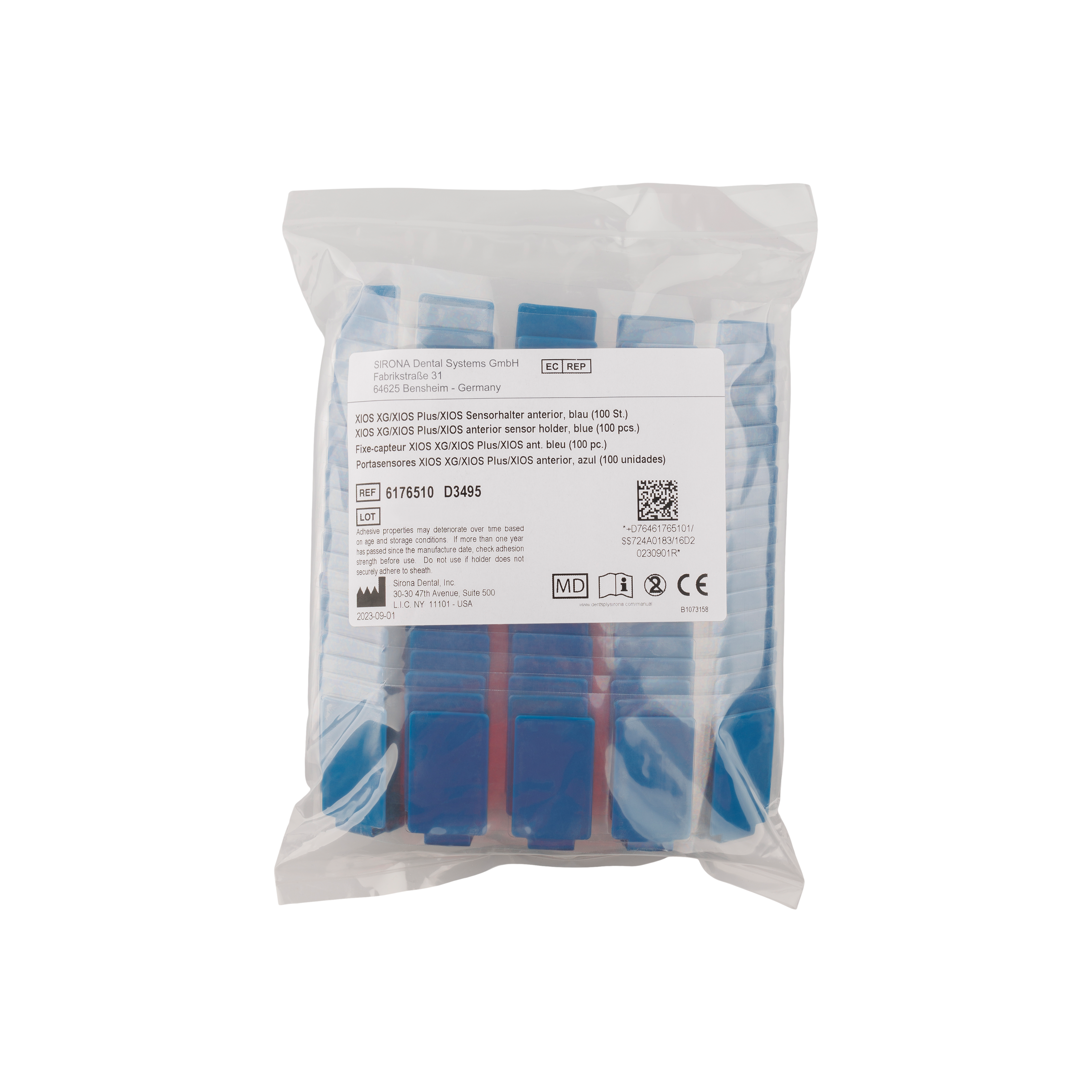 Xios Anterior Sensor Holder Blue 100/Pk