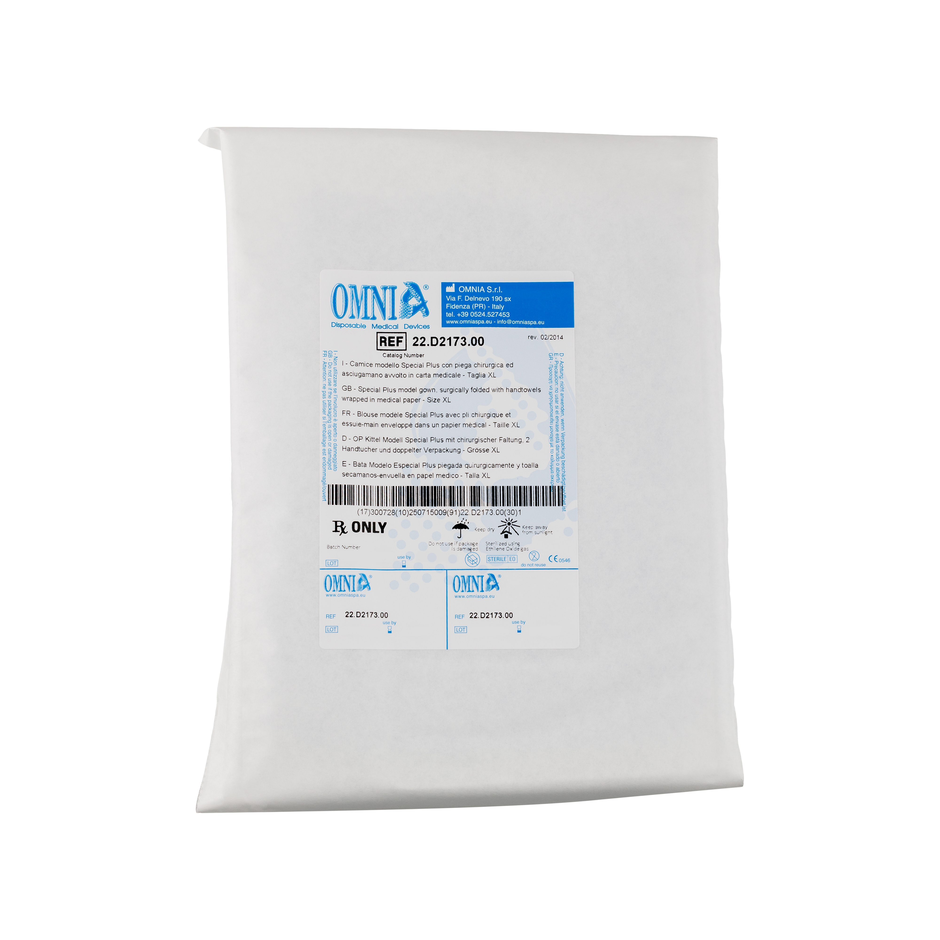 Omnia Sterile Surgical Gown Special+ 118cm X-Long 12pk