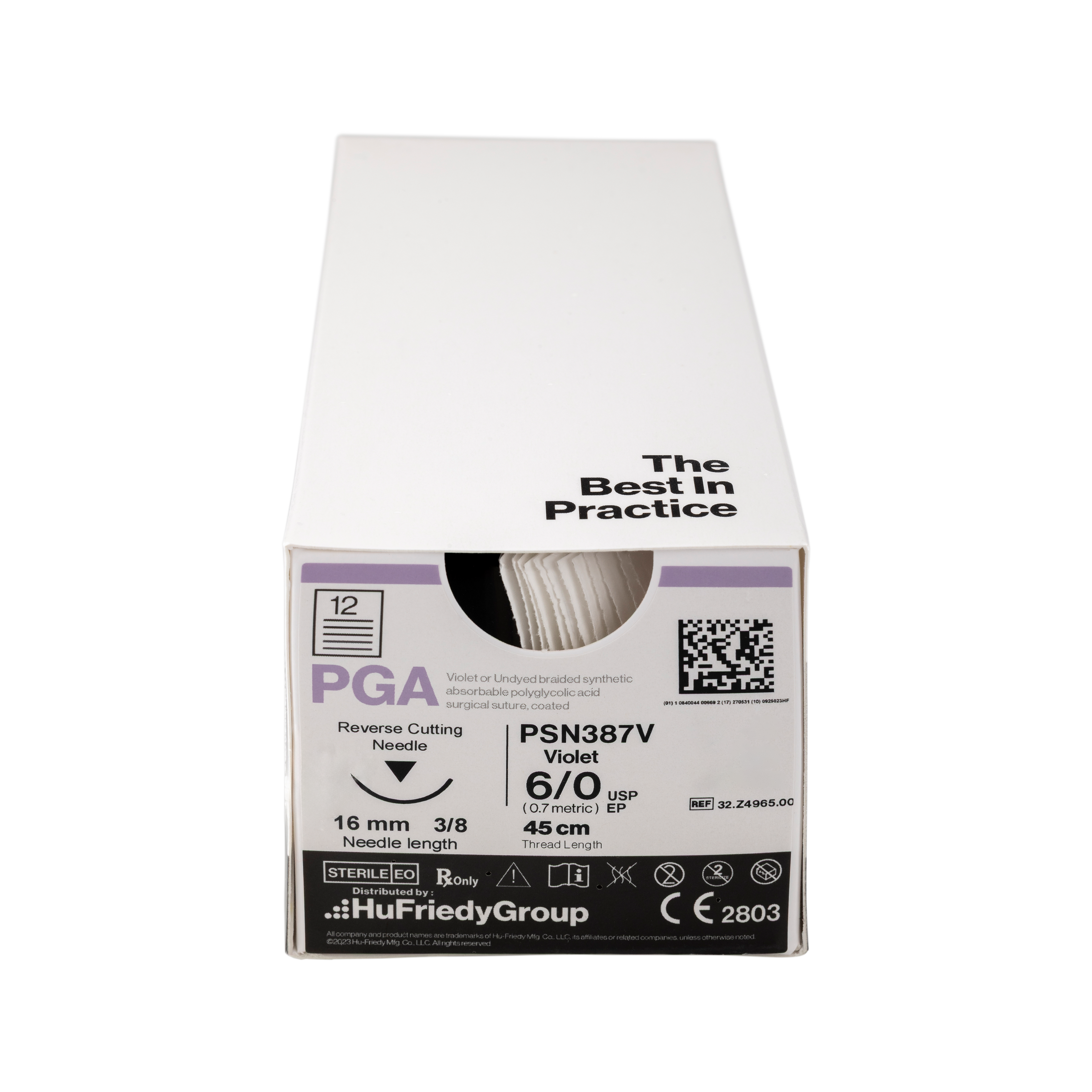 PGA Sutures Violet Coated 45cm 6-0 3/8 Circle Reverse Cutting C-22 16.2mm PSN387V 12pk