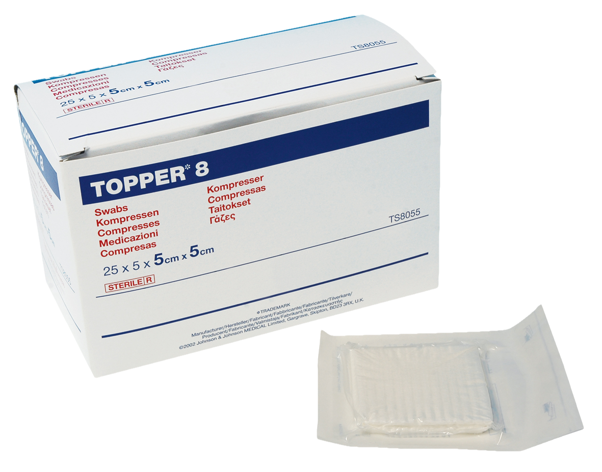 Topper 8 Swabs Sterile 5 x 5cm 4-Ply 125pk