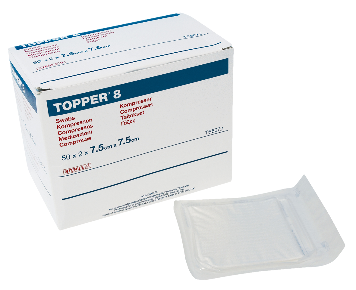 Topper 8 Swabs Sterile 7.5 x 7.5cm 4-Ply 100pk