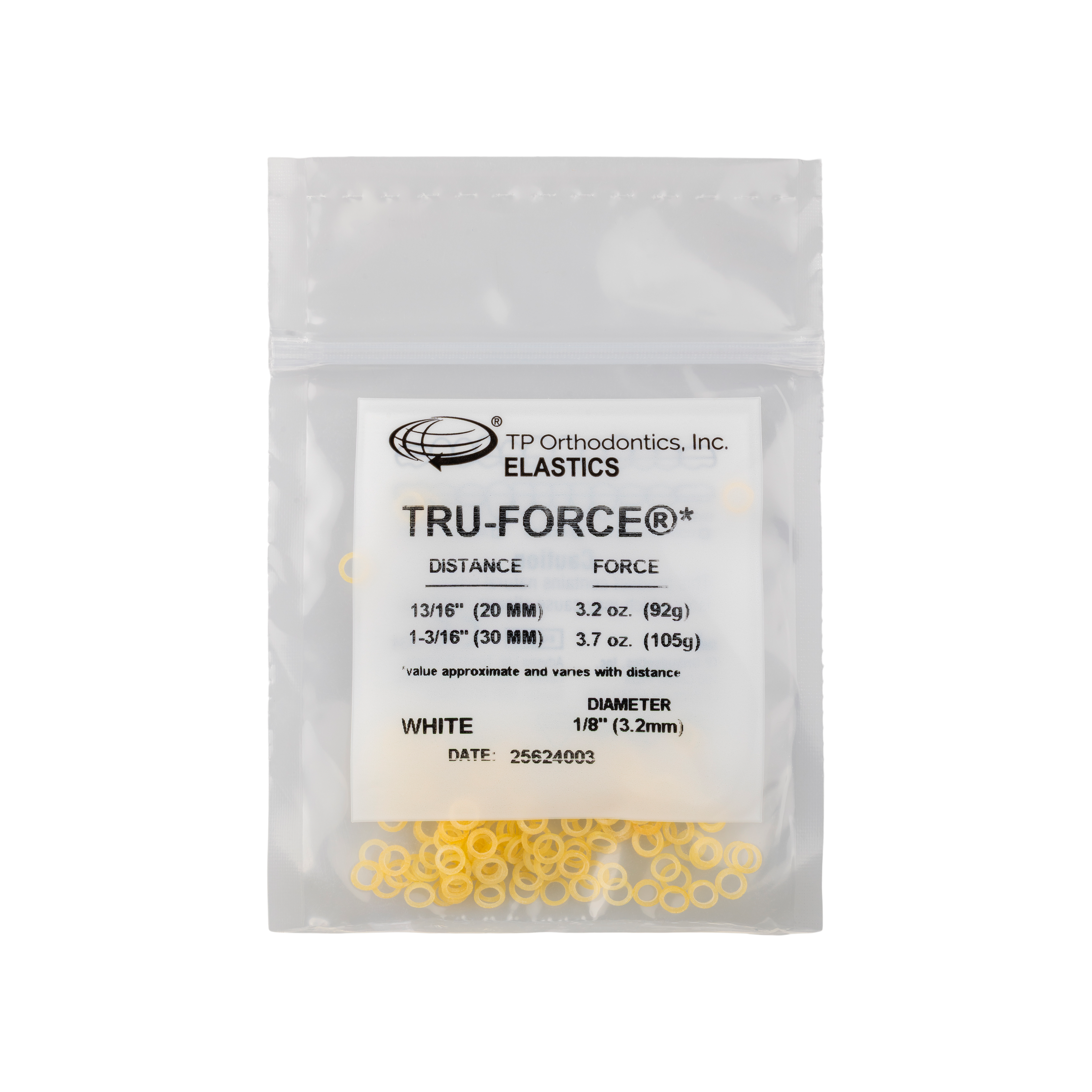Tru-Force Latex Elastics 1/8 White 20pk