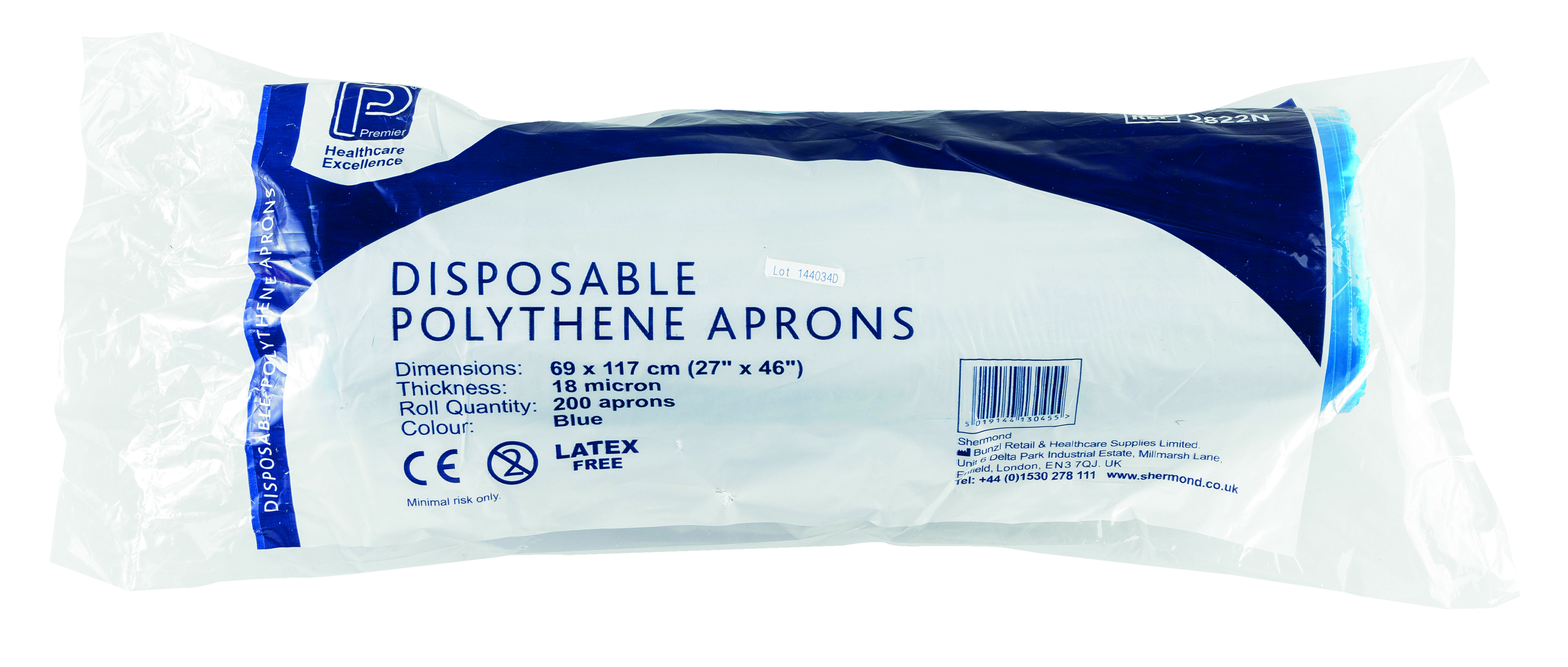 Apron Disposable Plastic 69 x 117cm Blue 200 per roll