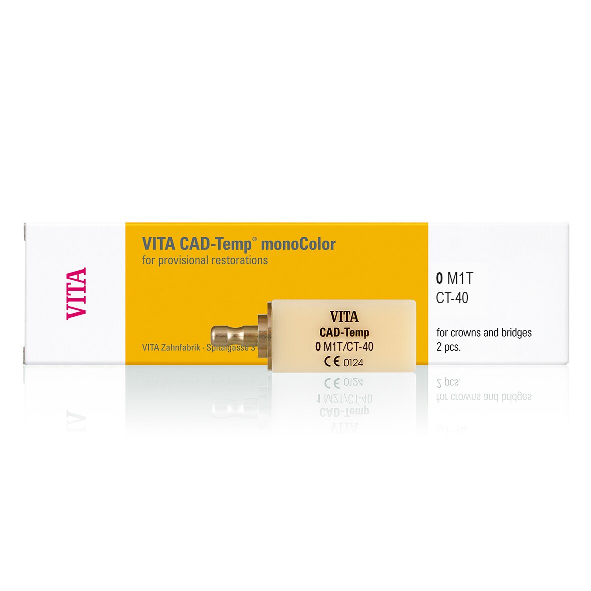 VITA CAD-Temp monoColor CEREC/inLab Shade 0M1T Size CT40 2pk