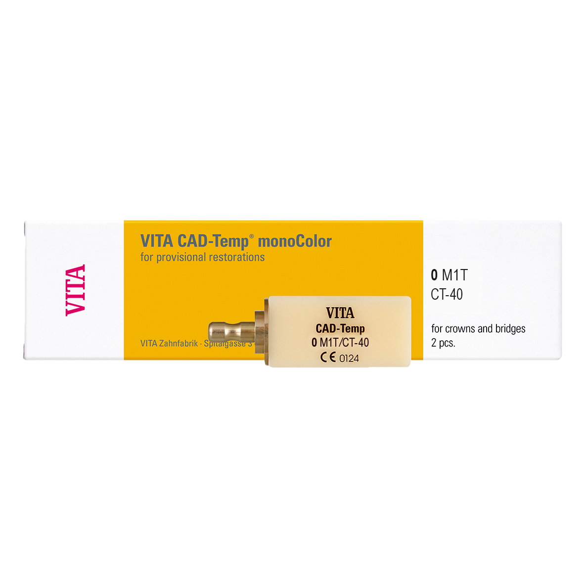 VITA CAD-Temp monoColor CEREC/inLab Shade 0M1T Size CT40 2pk