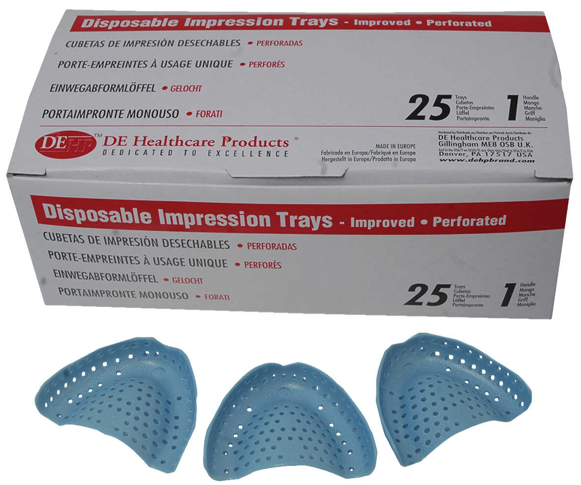 DEHP Impression Tray Disposable 3 Edentulous Upper  Large 25pk