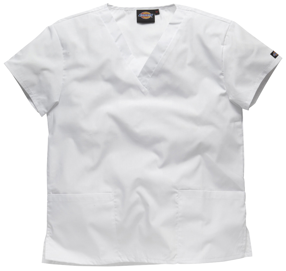 Dickies Unisex V-Neck Hip Pocket Tunic White XS