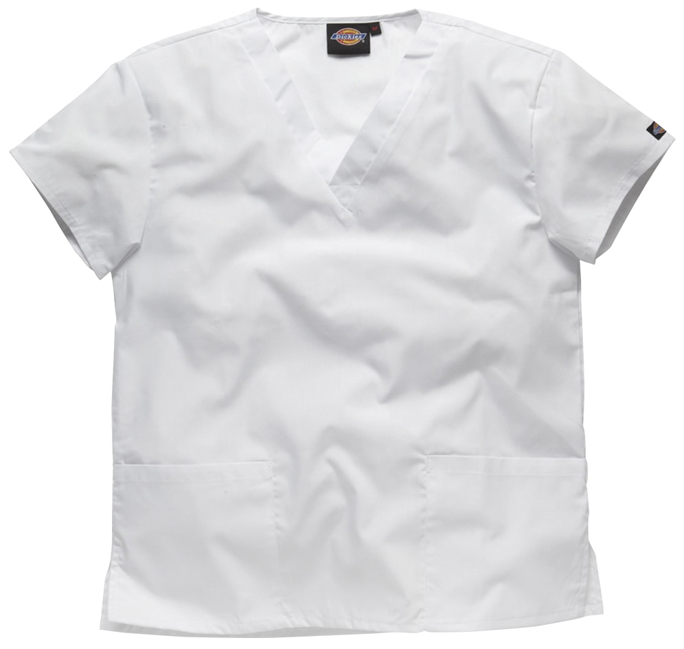 Dickies Unisex V-Neck Hip Pocket Tunic White M