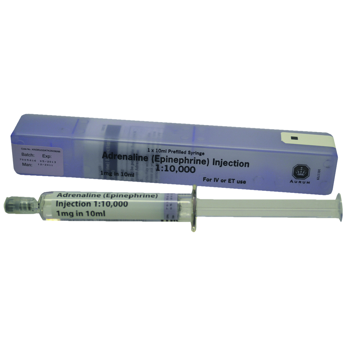 Adrenaline Pre Filled Syringe 1:10000 1mg 10ml
