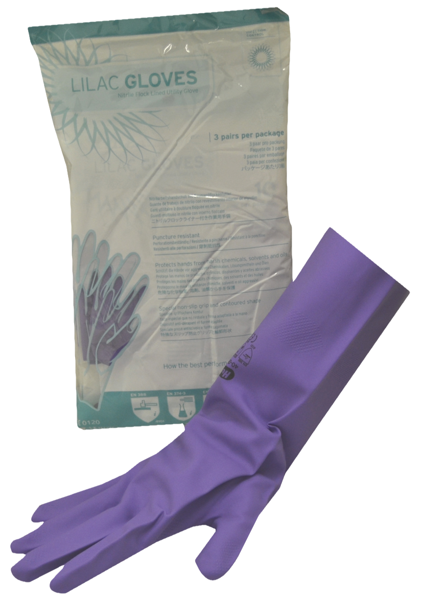 IMS Lilac Nitrile Utility Gloves Large 9 3pk