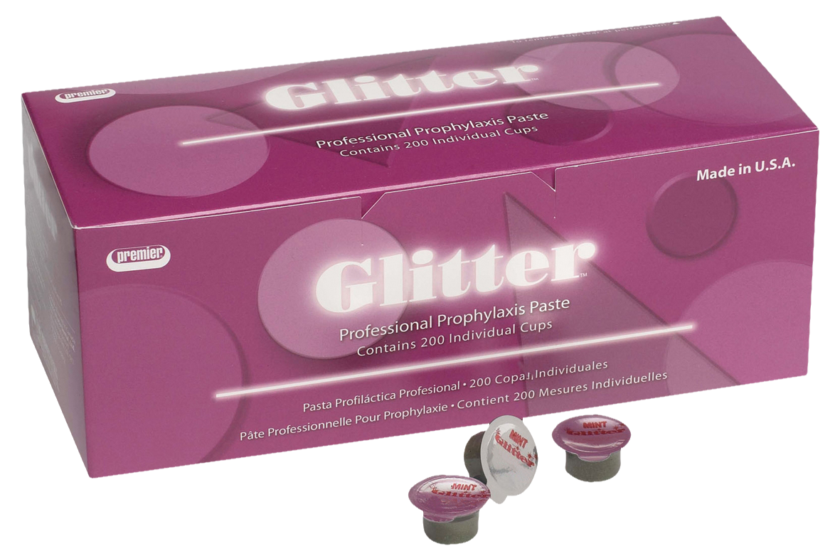 Glitter Prophy Paste Cups with Fluoride Mint Fine 200pk