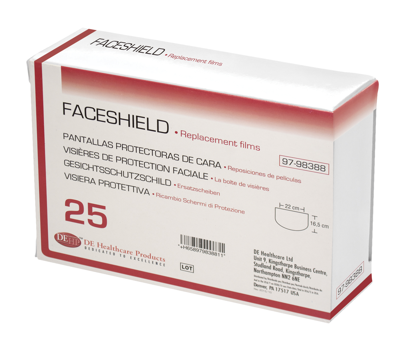 DEHP Face Shield Visor Refill 25pk