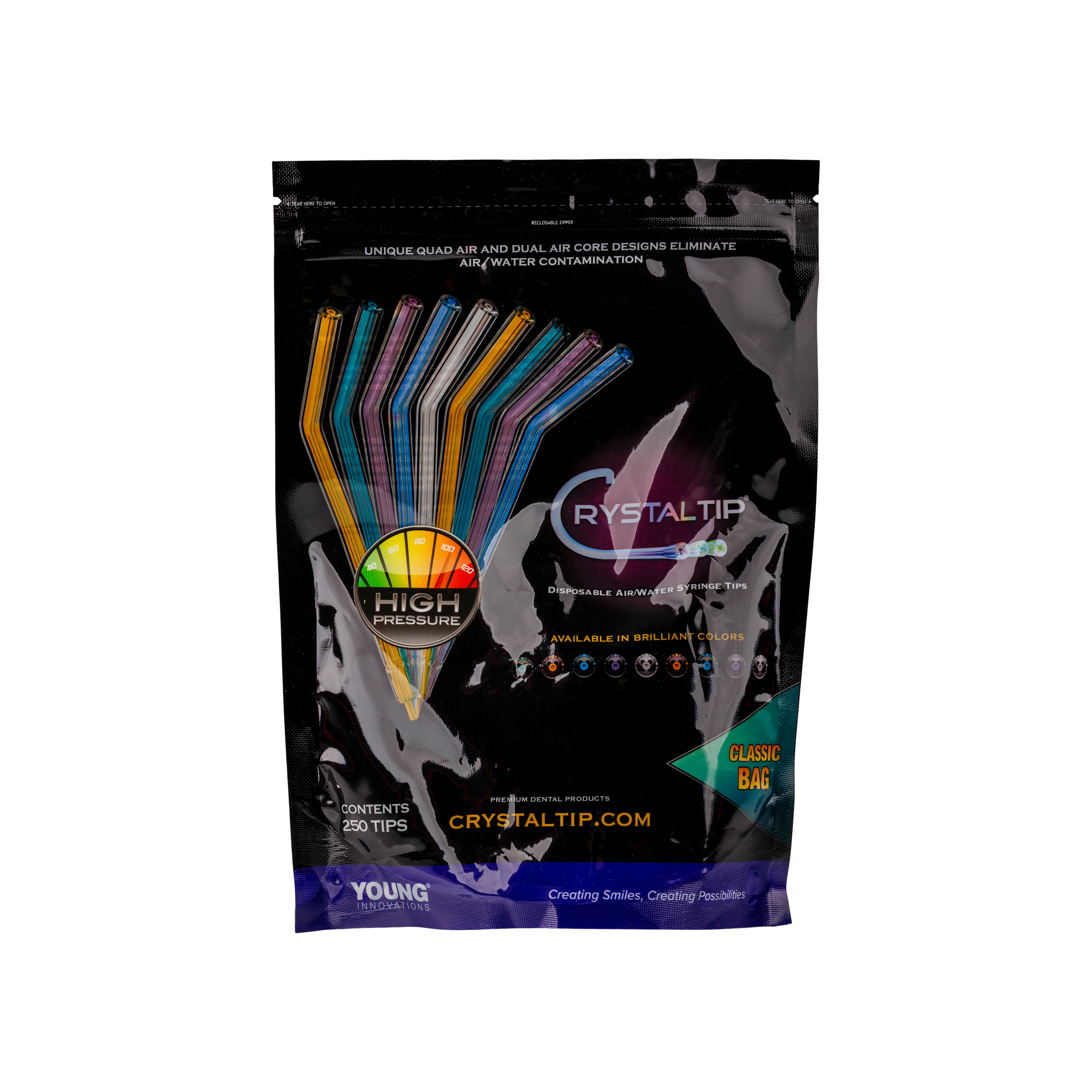 Crystal Tip HP 65mm Rainbow Asst 250pk