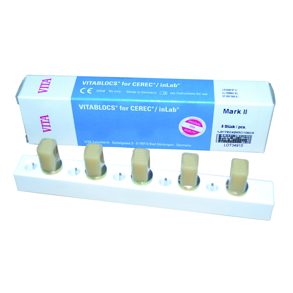 VITABLOCS Mark II CEREC/inLab Blocks Shade 0M1C Size I12 5pk