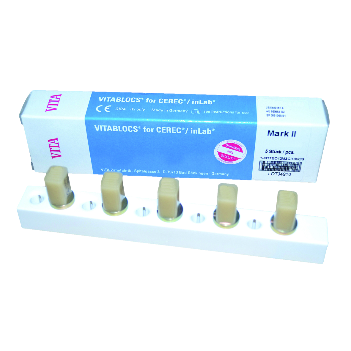 VITABLOCS Mark II CEREC/inLab Blocks Shade 0M1C Size I12 5pk