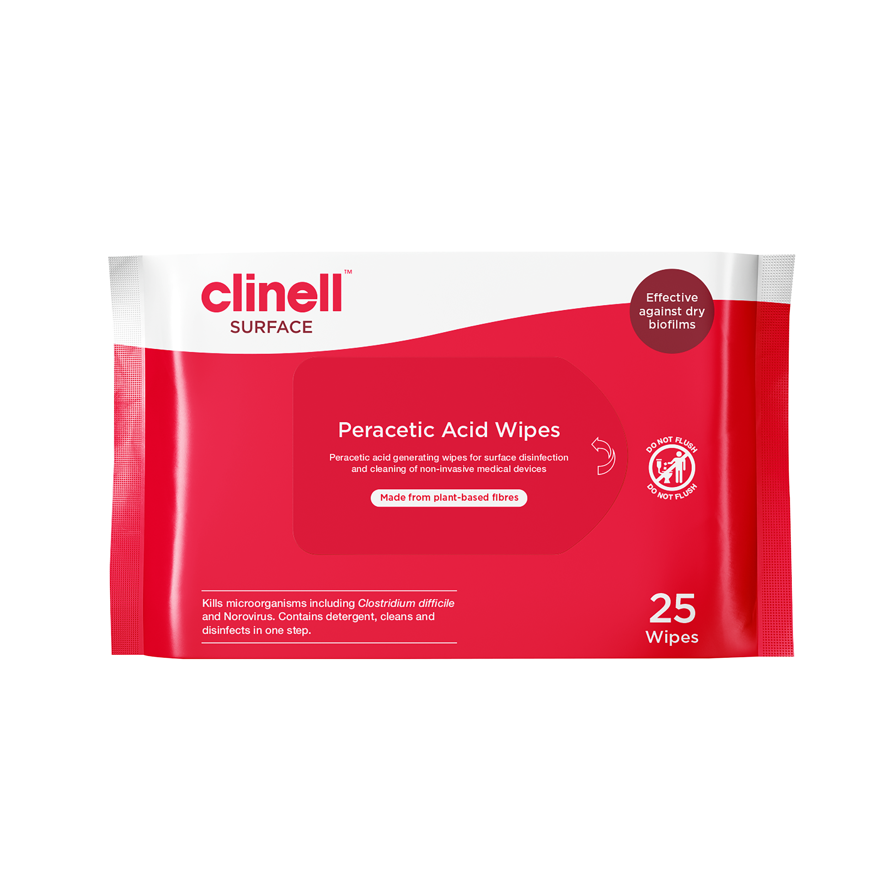 Clinell Sporicidal Peracetic Acid Cleaning & Disinfectant Wipes 25pk