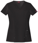Dickies Xtreme Stretch 82851 Ladies V-Neck Top Black XS