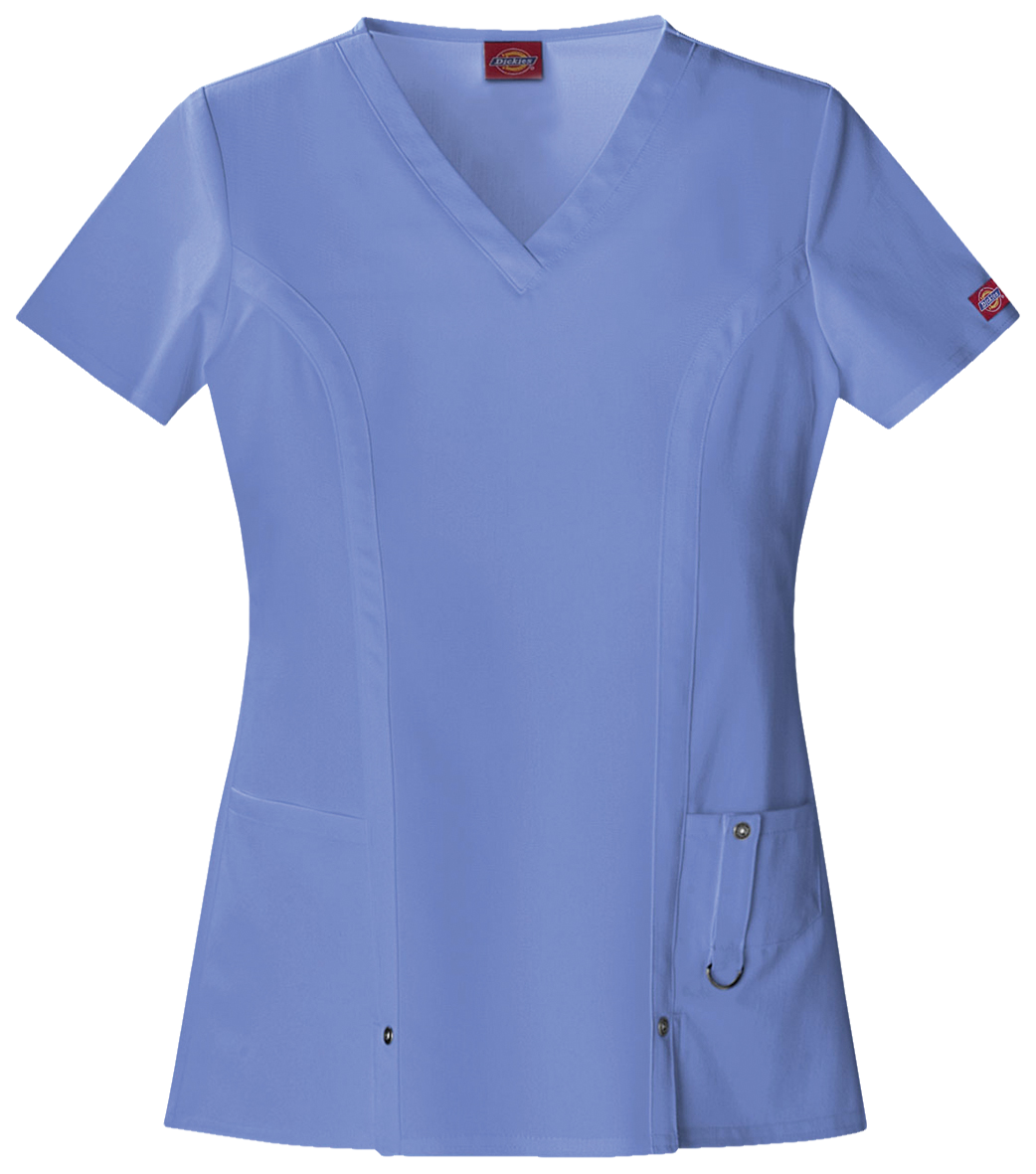 Dickies Xtreme Stretch 82851 Ladies V-Neck Top Blue XS
