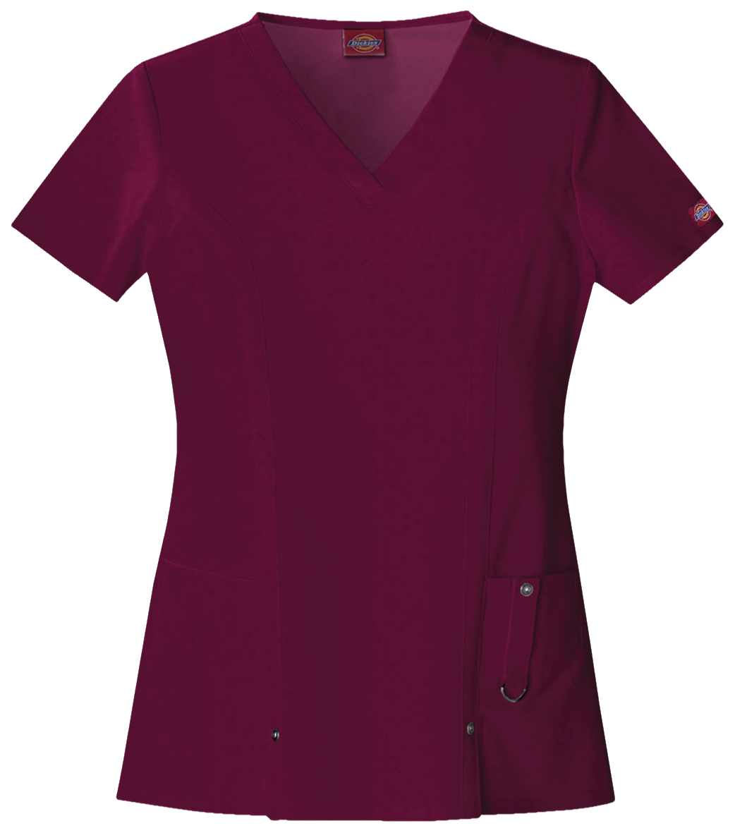 Dickies Xtreme Stretch 82851 Ladies V-Neck Top Wine Red M