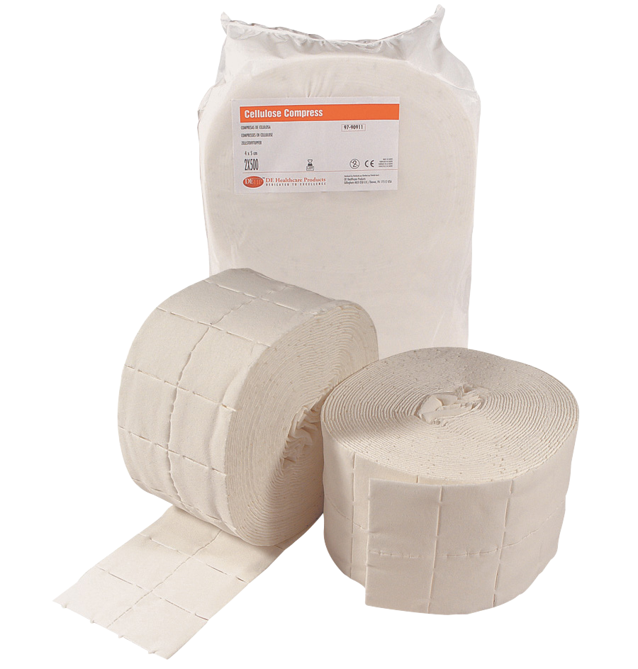 DEHP Cellulose Compress 12-Ply 4 x 5cm 500 Roll 2pk