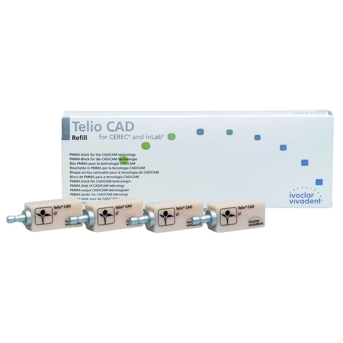 Telio CAD CEREC/inLab (LT) Low Translucency Blocks Shade A1 Size A16 (S) 3pk