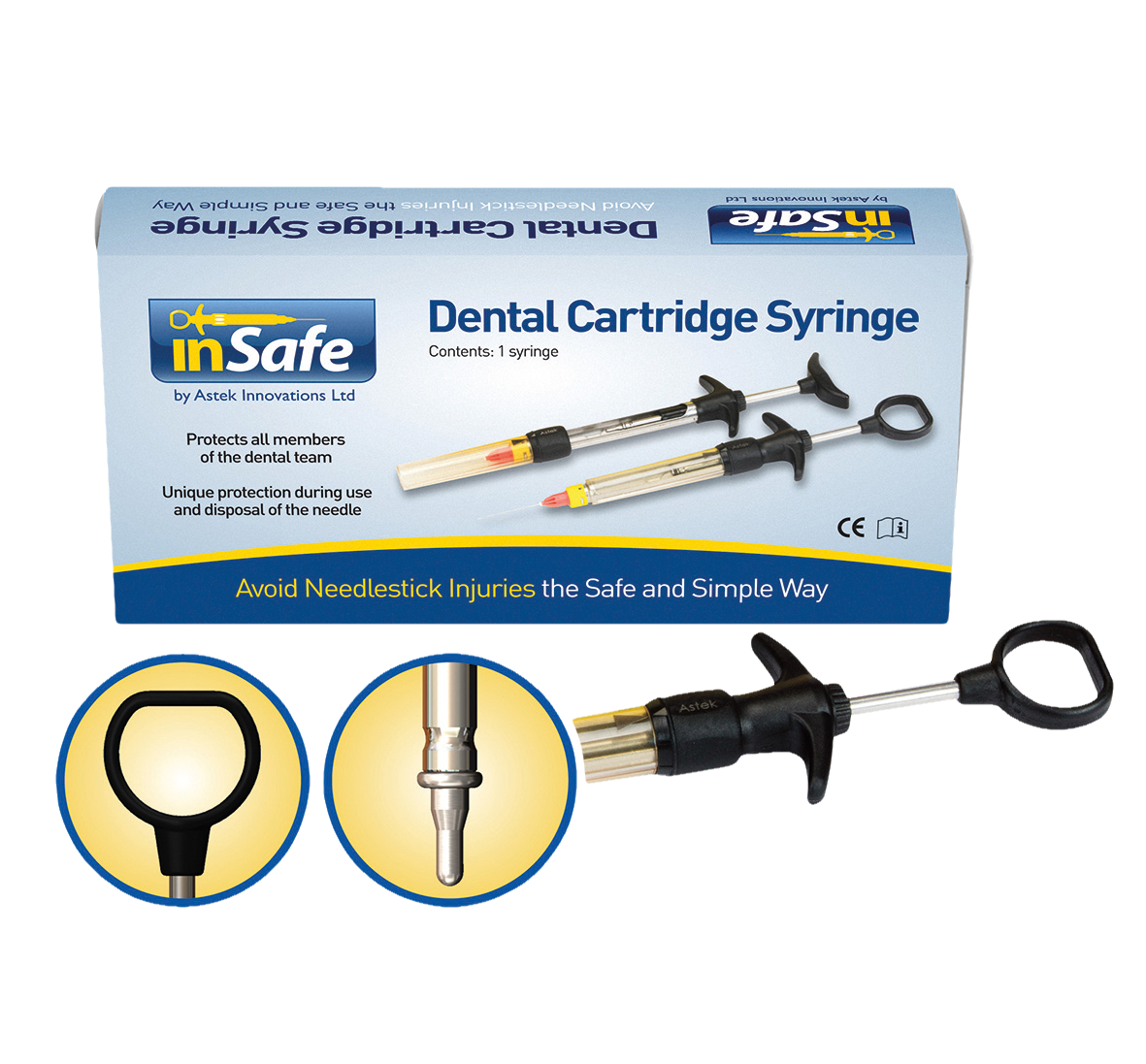 inSafe Syringe Kit 2.2ml Self-Asp Thumb Ring 3pk