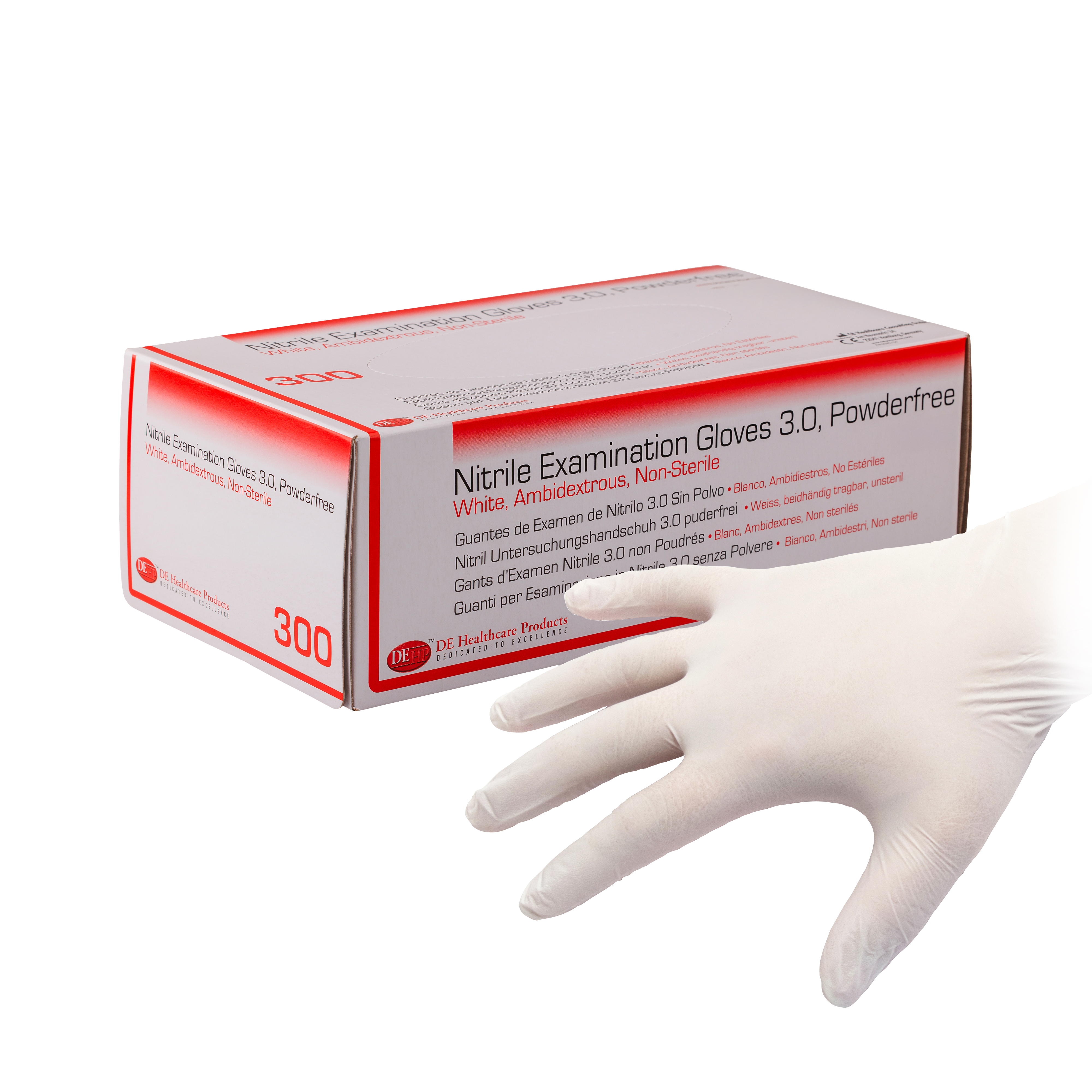 DEHP Gloves Nitrile Exam Powder-Free White Large 300pk