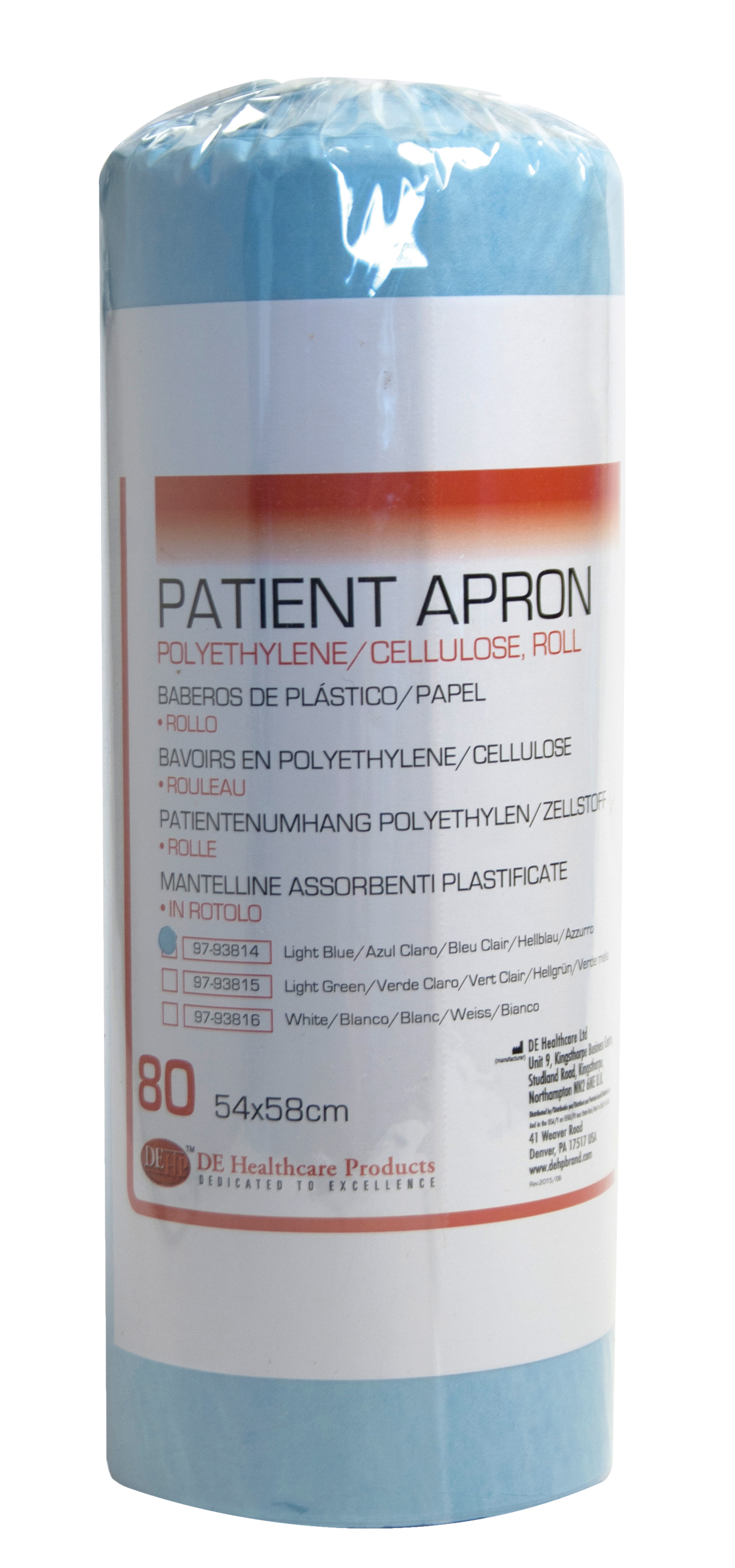 DEHP Patient Apron PE/Paper Lght Blue 54x58cm 80roll