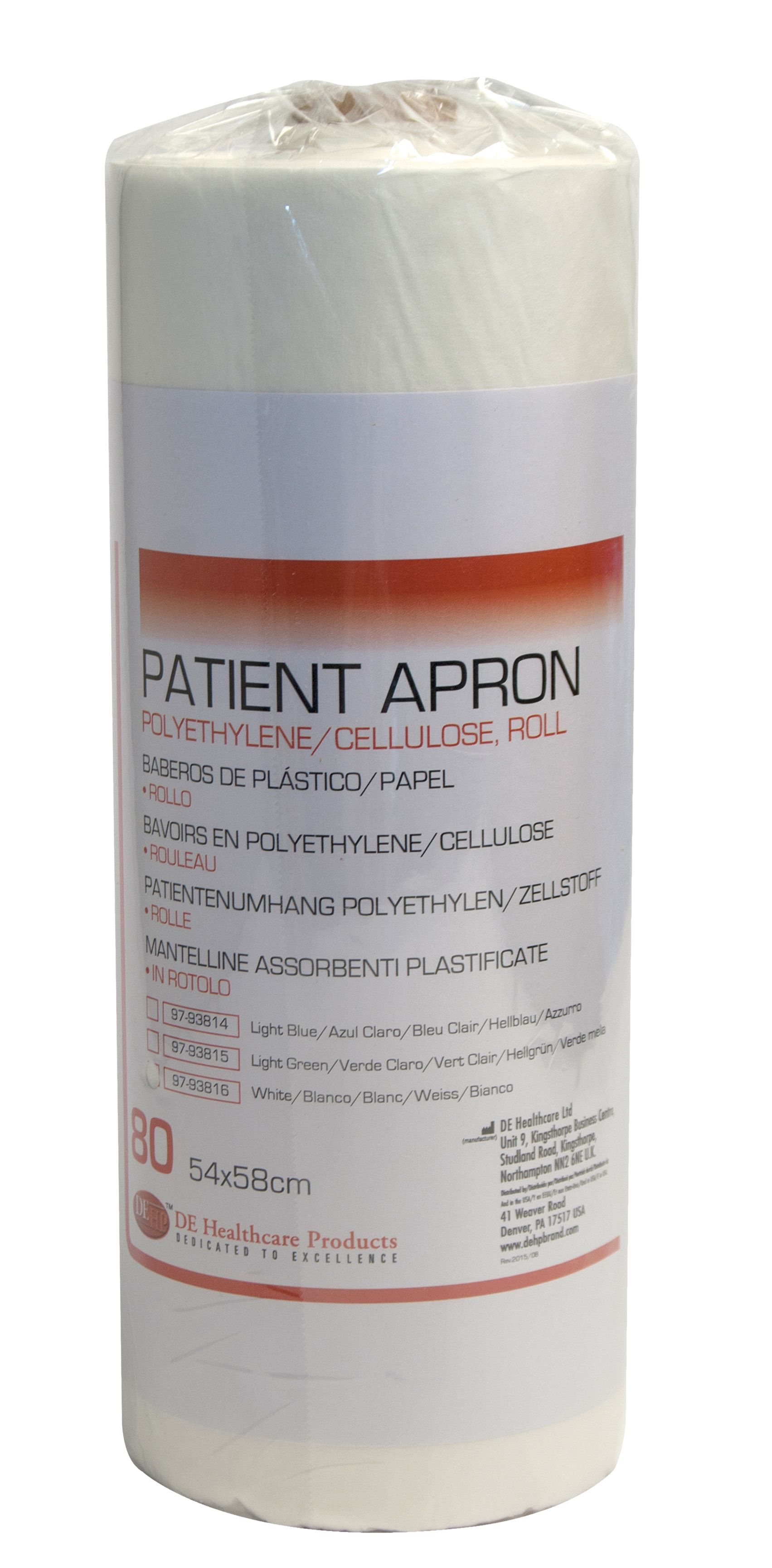 DEHP Patient Apron PE/Paper White 54x58cm 80roll - suitable for patient only