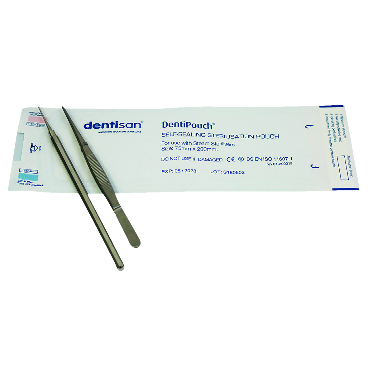 DentiPouch Self-Sealing 75 x 230mm 200pk