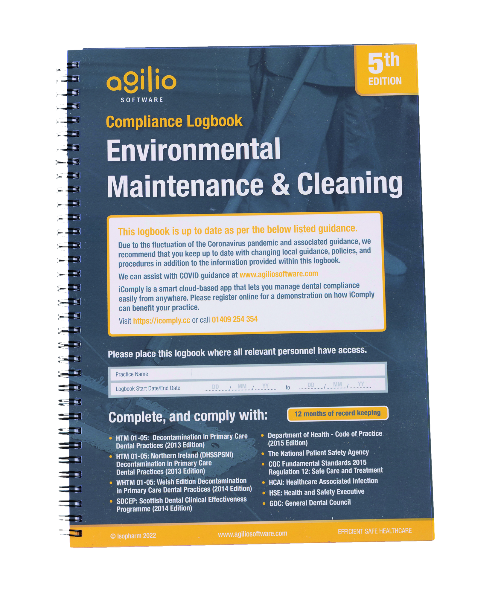 Environmental Maintenance  Cleaning Compliance Log Book