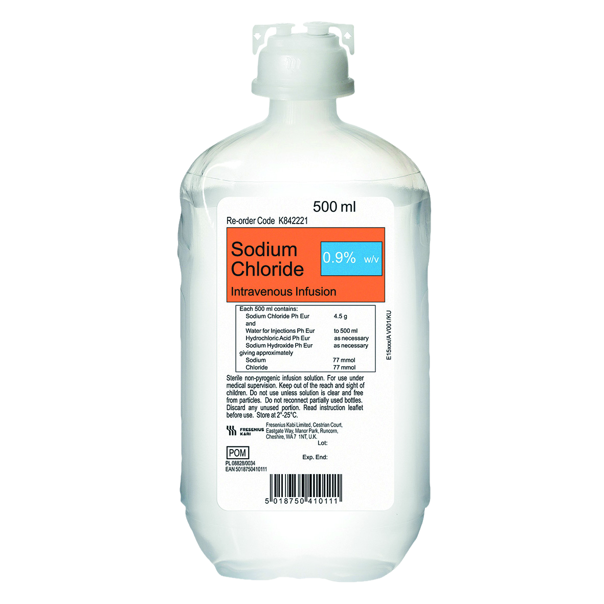 Sodium Chloride Saline 0.9% IV Infusion Kabipac 500ml