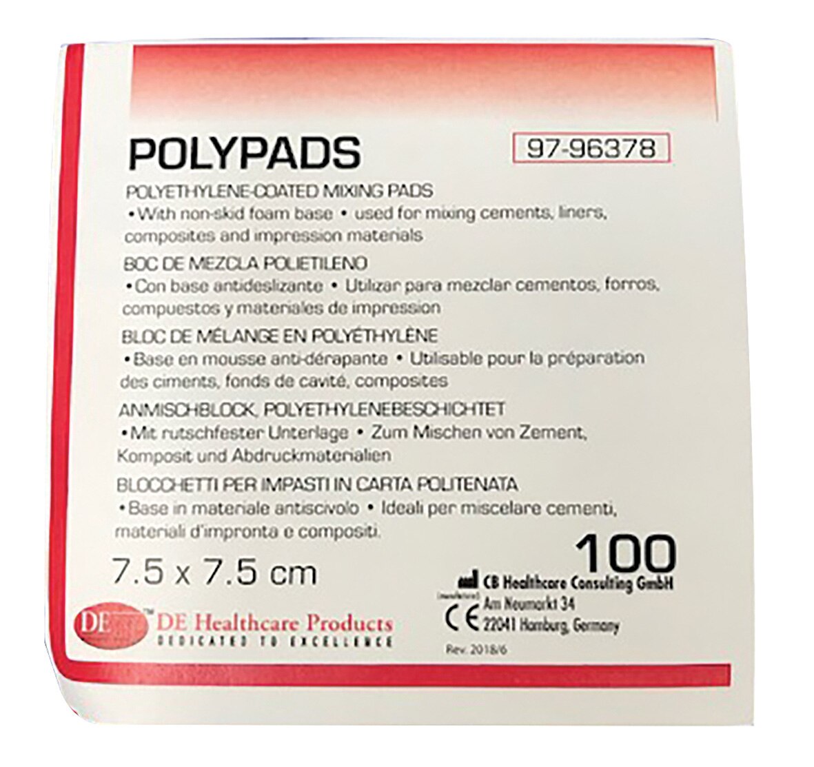 DEHP Mixing Pad Polypad 7.5x7.5cm 100 sheets