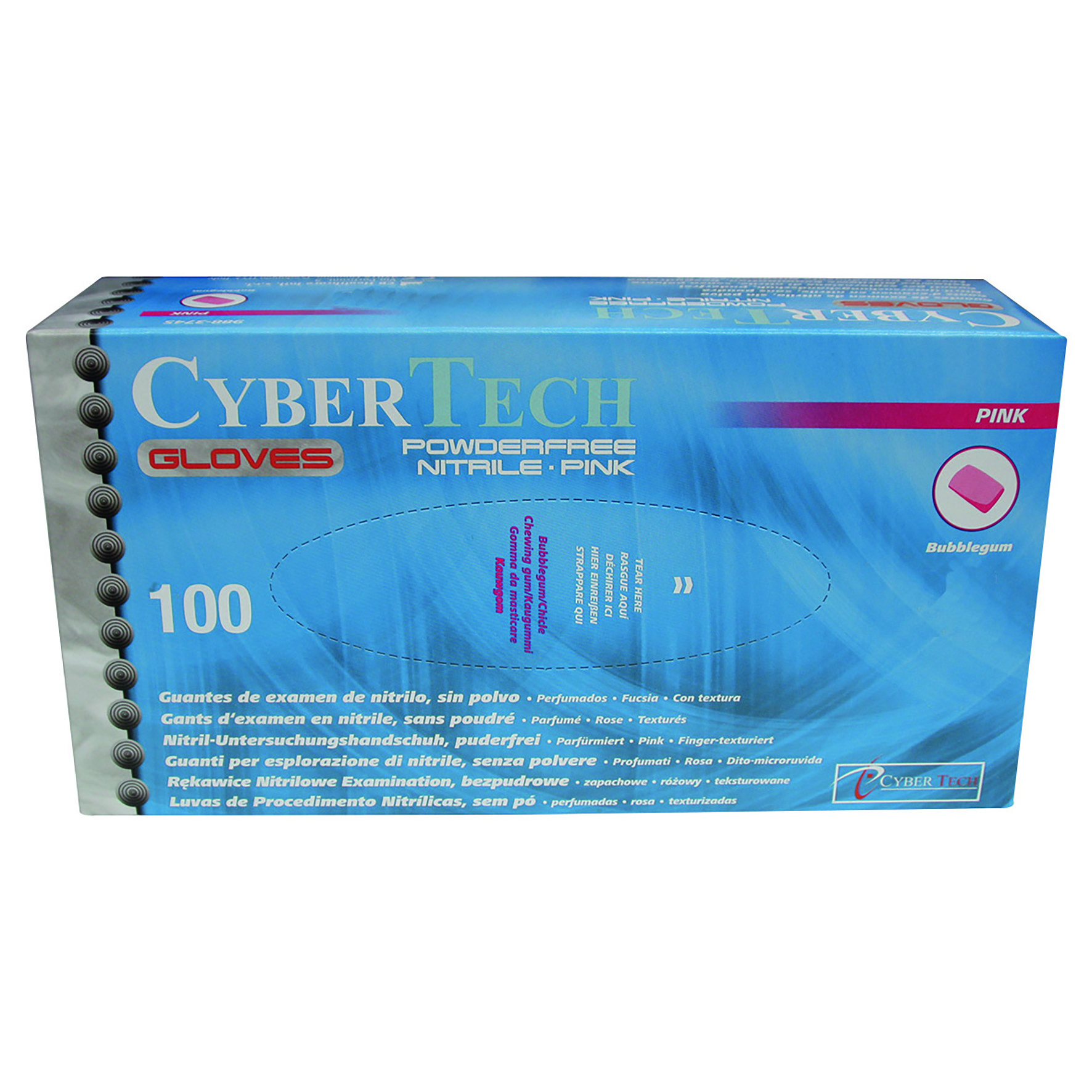 Cyber Gloves Nitrile Powder-Free Text Pink Bubblegum X-Small 100pk