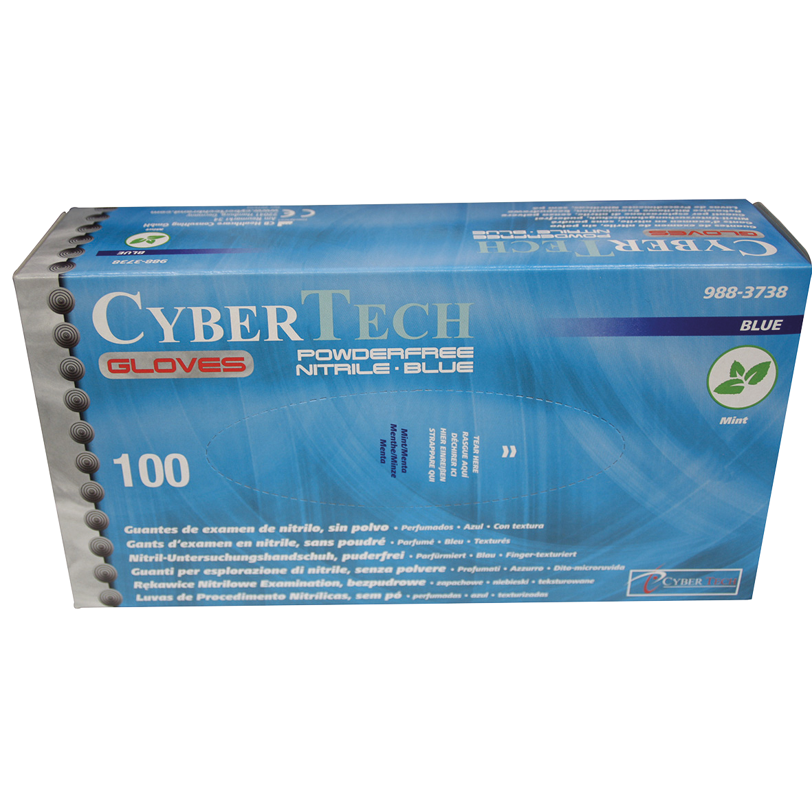 Cyber Gloves Blue Nitrile Powder-Free Large 100pk