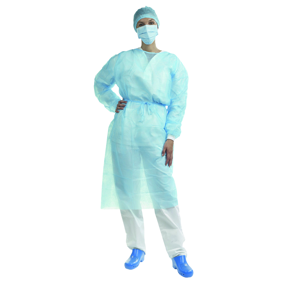 Water-Repellent Gown Non-Sterile Light Blue 50pk