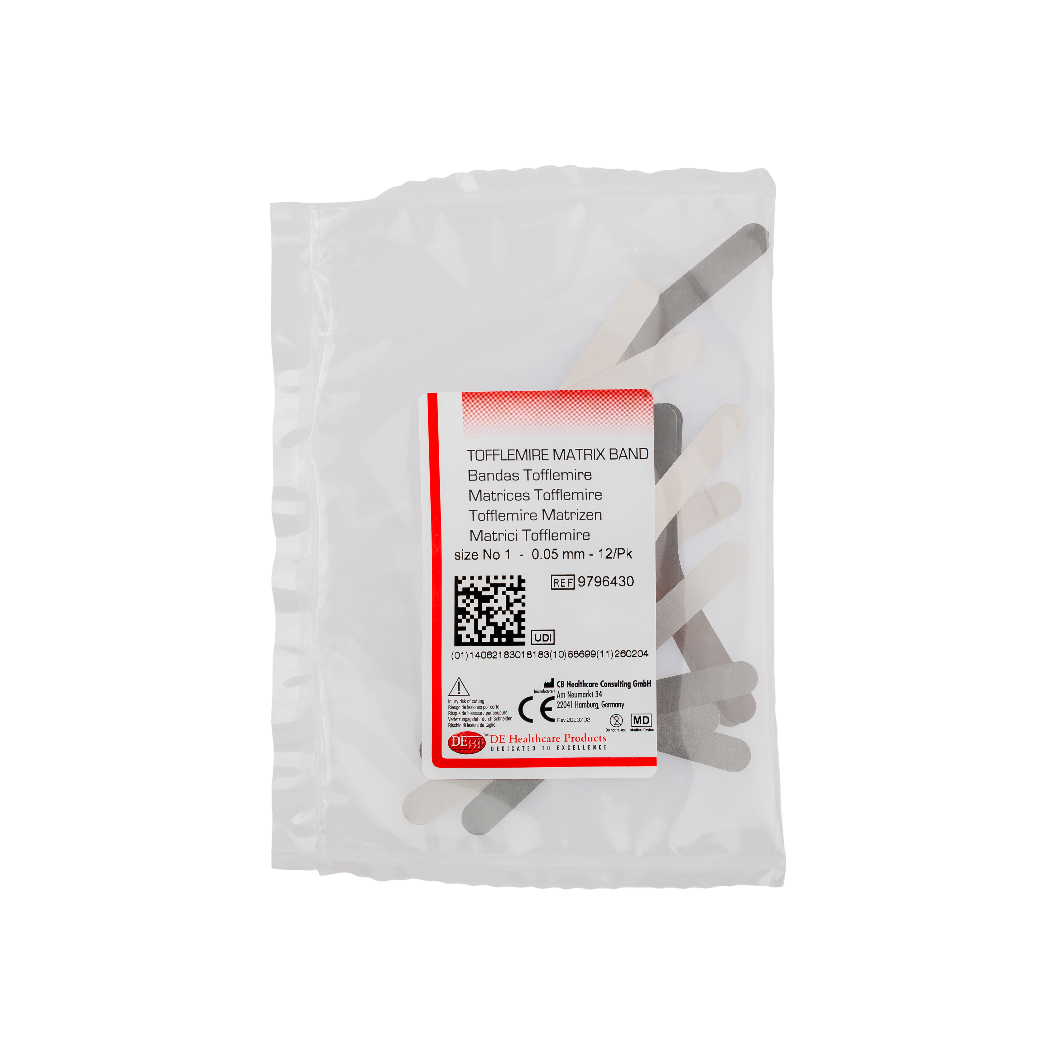DEHP Tofflemire Bands No.1 0.05mm (0.002") 12pk