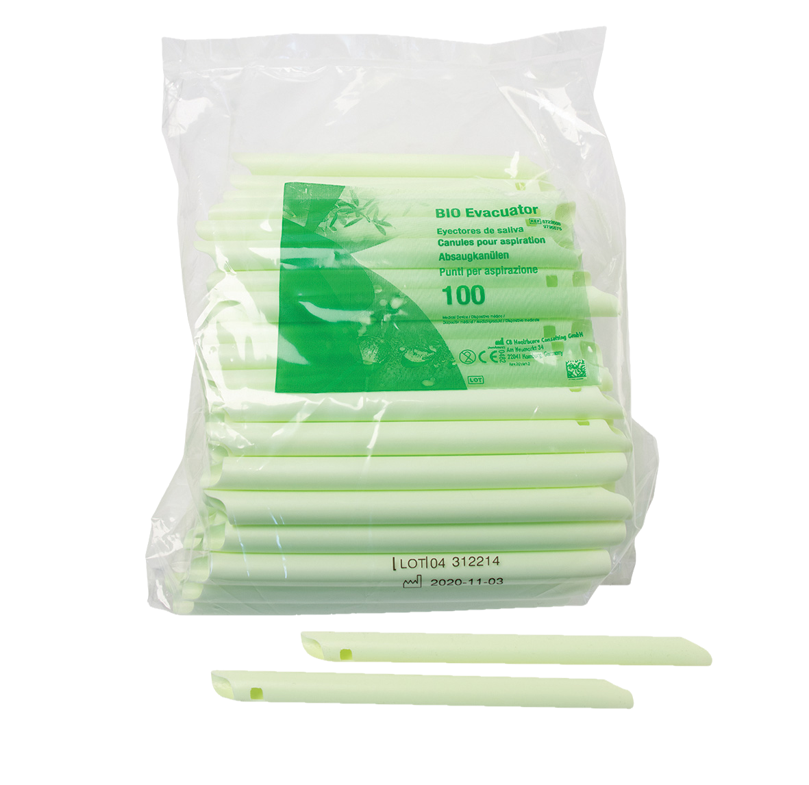 DEHP Evacuator S Curve Vented Bio Green 100pk