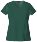 Dickies Xtreme Stretch 82851 Ladies V-Neck Top Hunter Green XL